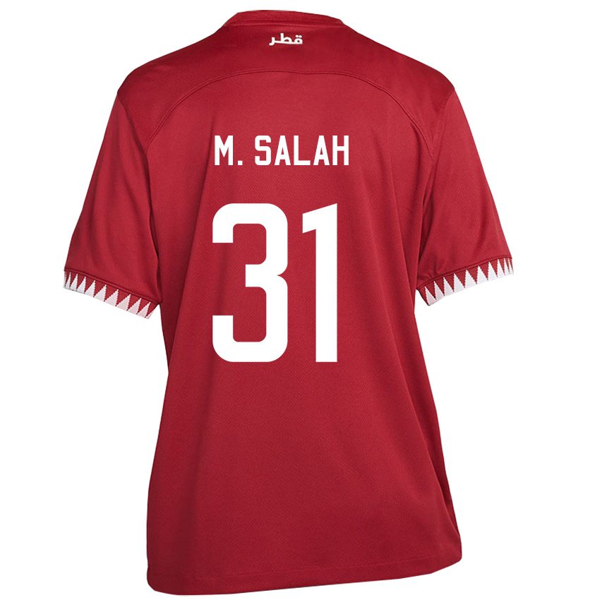 Kinder Katarische Salah Zakaria #31 Kastanienbraun Heimtrikot Trikot 22-24 T-shirt Österreich