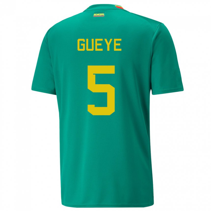Kinder Senegalesische Idrissa Gueye #5 Grün Auswärtstrikot Trikot 22-24 T-shirt Österreich