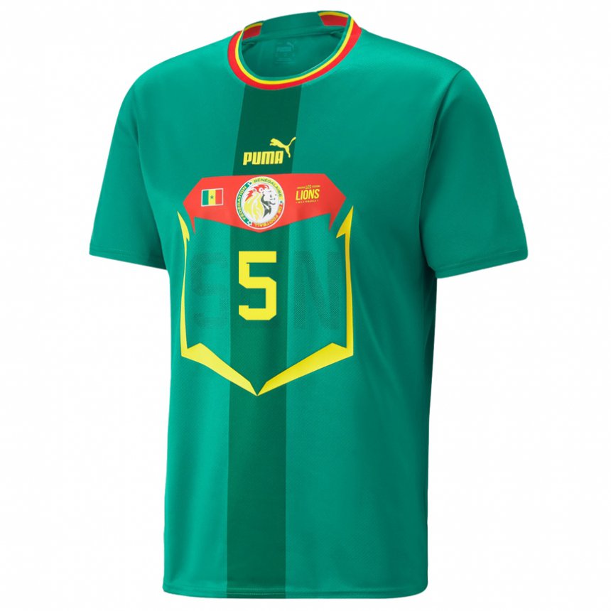 Kinder Senegalesische Idrissa Gueye #5 Grün Auswärtstrikot Trikot 22-24 T-shirt Österreich