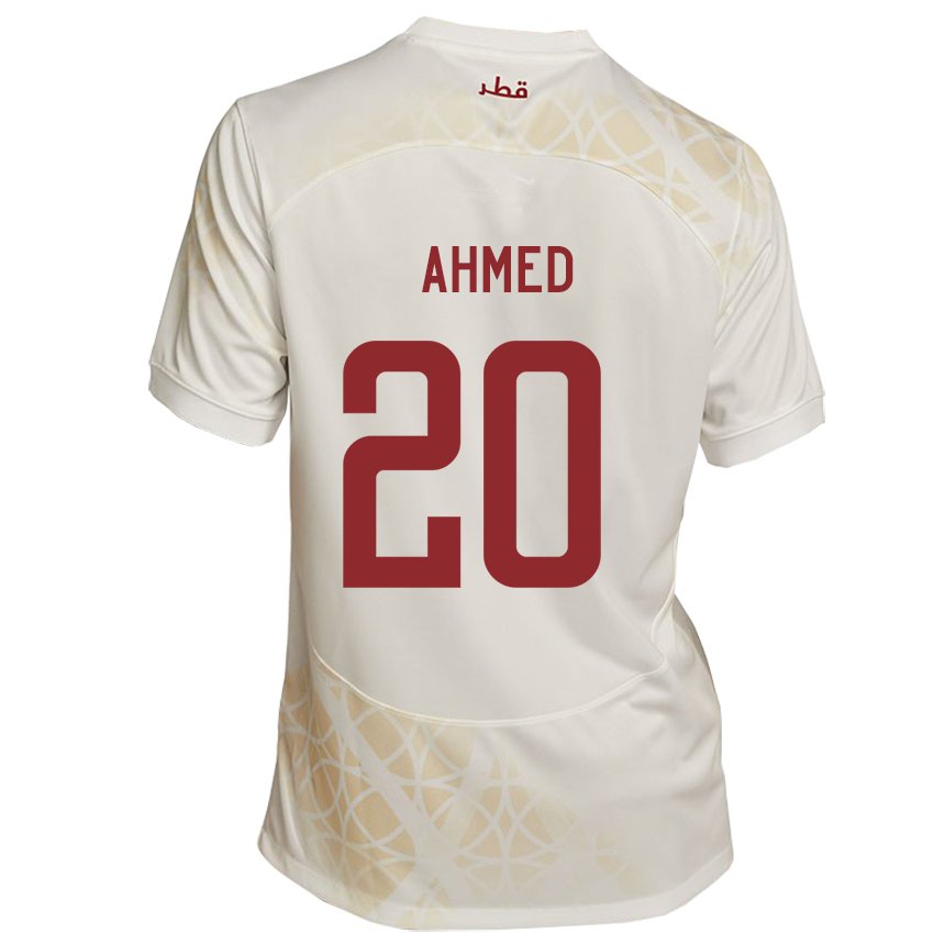 Kinder Katarische Ahmed Fadel Hasaba #20 Goldbeige Auswärtstrikot Trikot 22-24 T-shirt Österreich