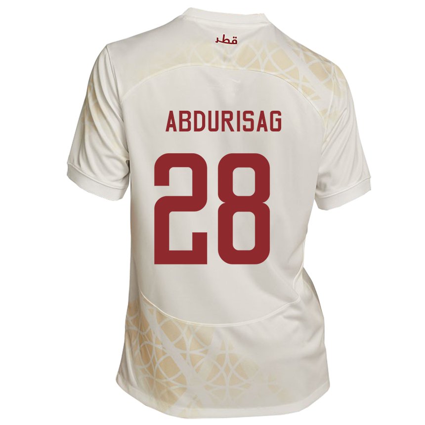 Kinder Katarische Yusuf Abdurisag #28 Goldbeige Auswärtstrikot Trikot 22-24 T-shirt Österreich