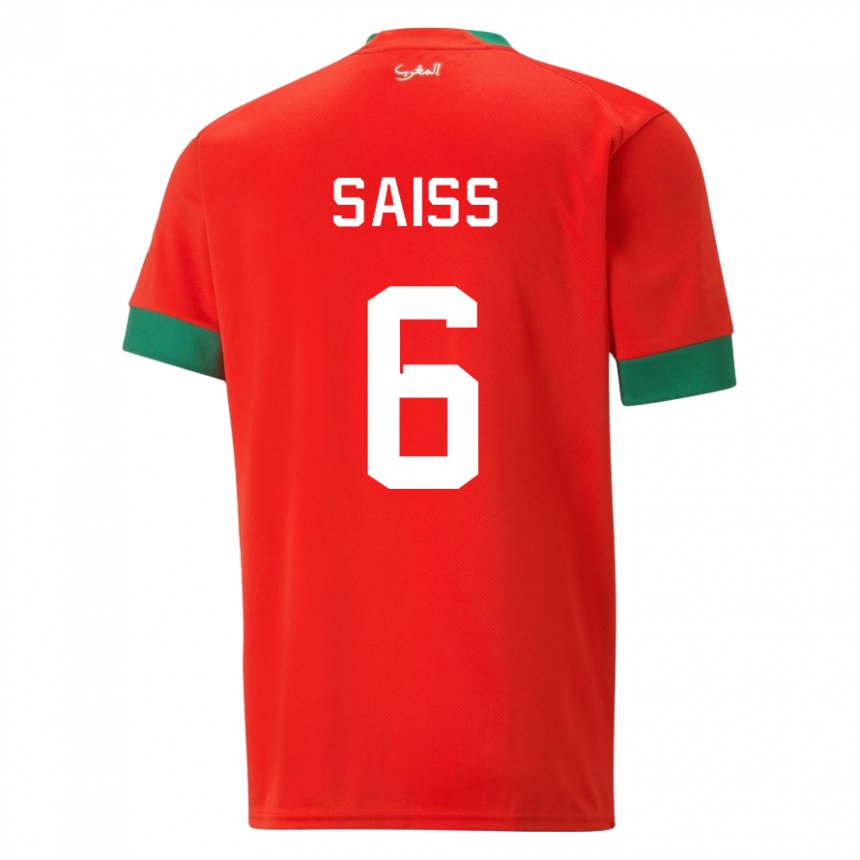 Herren Marokkanische Romain Saiss #6 Rot Heimtrikot Trikot 22-24 T-shirt Österreich