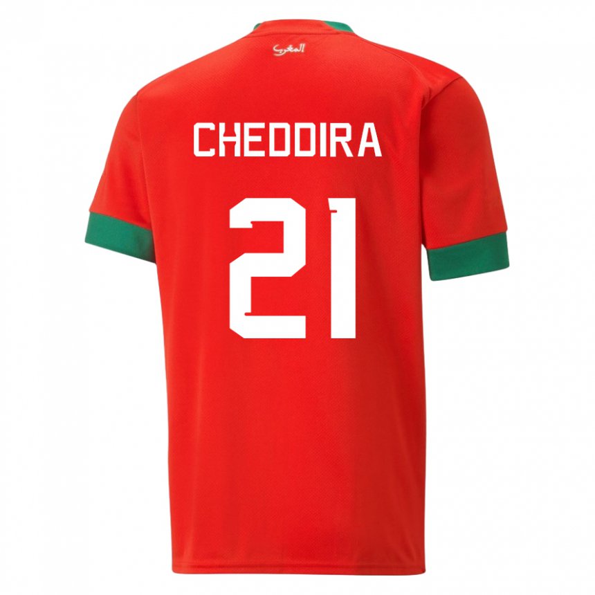 Herren Marokkanische Walid Cheddira #21 Rot Heimtrikot Trikot 22-24 T-shirt Österreich