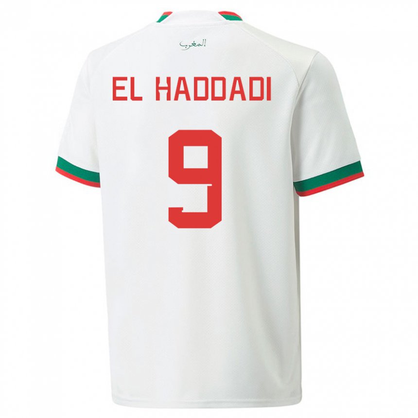 Herren Marokkanische Munir El Haddadi #9 Weiß Auswärtstrikot Trikot 22-24 T-shirt Österreich