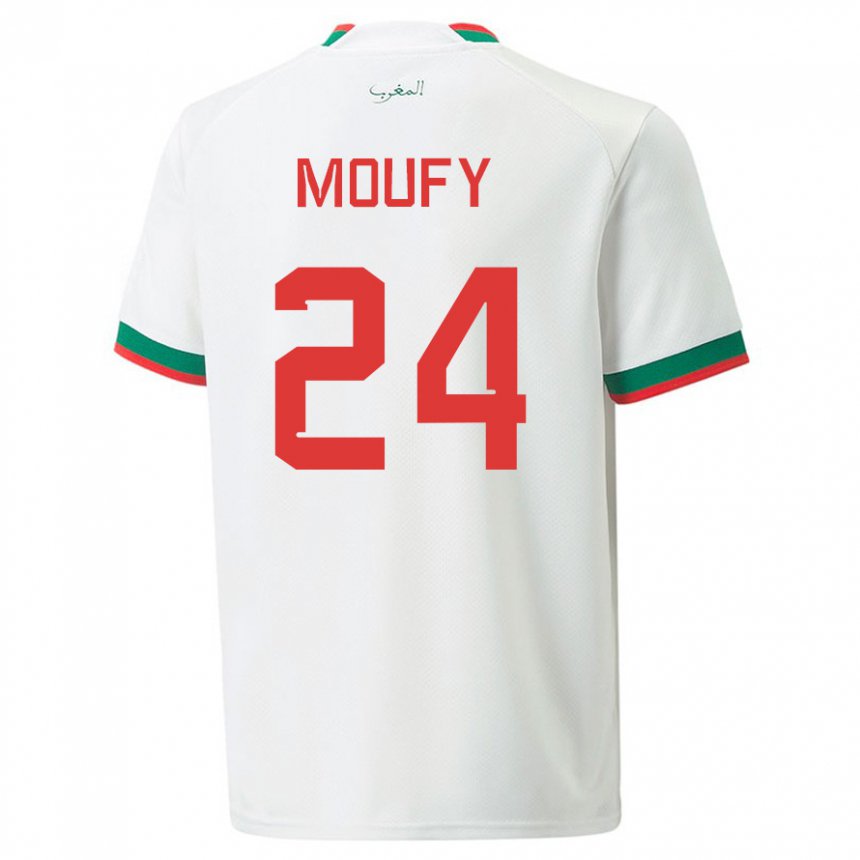 Herren Marokkanische Fahd Moufy #24 Weiß Auswärtstrikot Trikot 22-24 T-shirt Österreich
