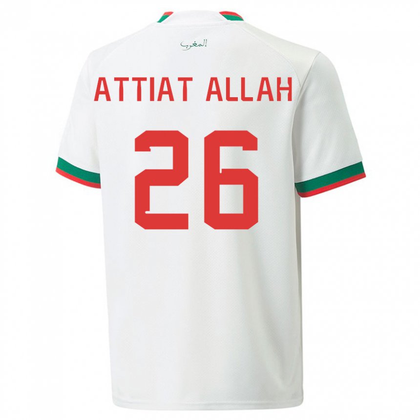 Herren Marokkanische Yahia Attiat-allah #26 Weiß Auswärtstrikot Trikot 22-24 T-shirt Österreich