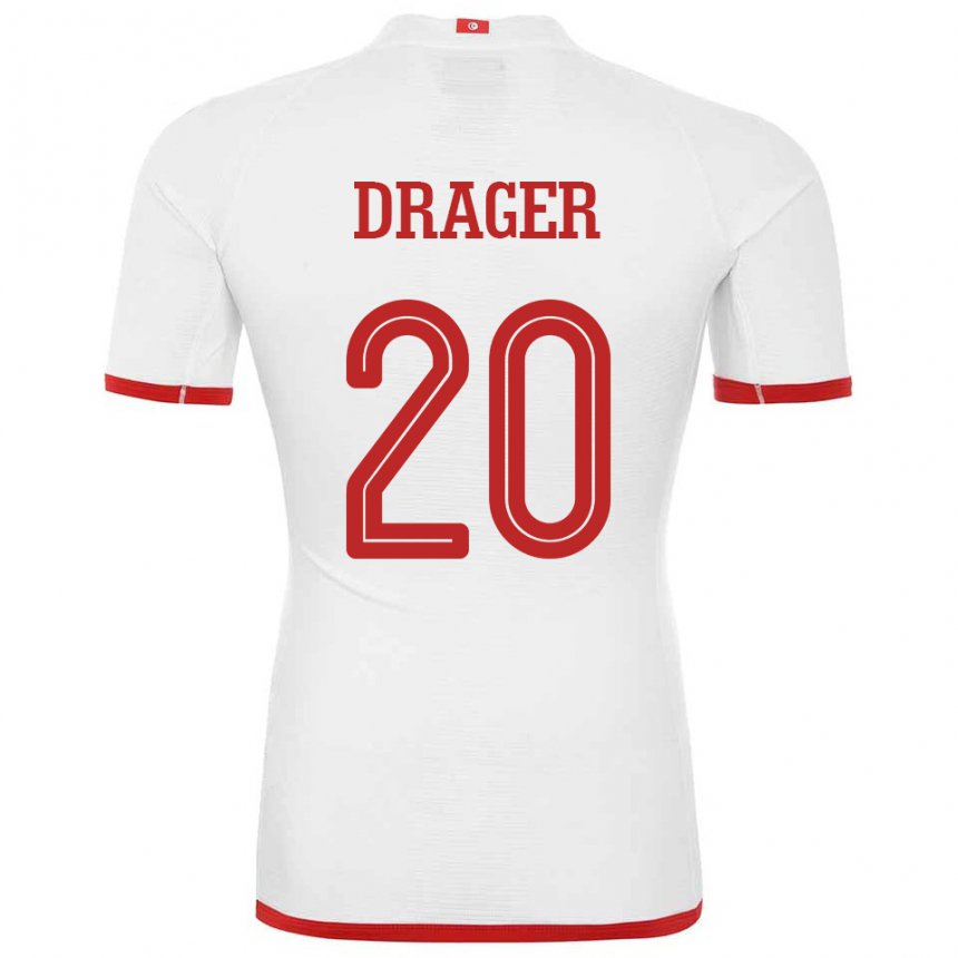 Herren Tunesische Mohamed Drager #20 Weiß Auswärtstrikot Trikot 22-24 T-shirt Österreich