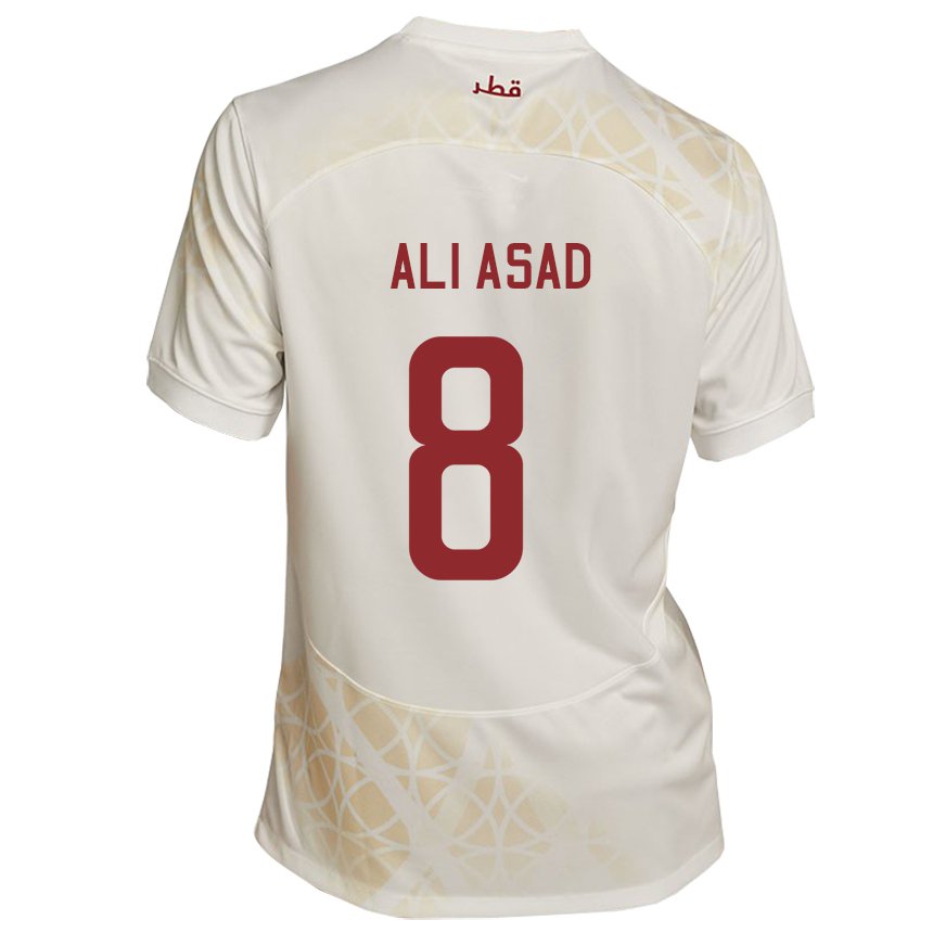 Herren Katarische Ali Asad #8 Goldbeige Auswärtstrikot Trikot 22-24 T-shirt Österreich