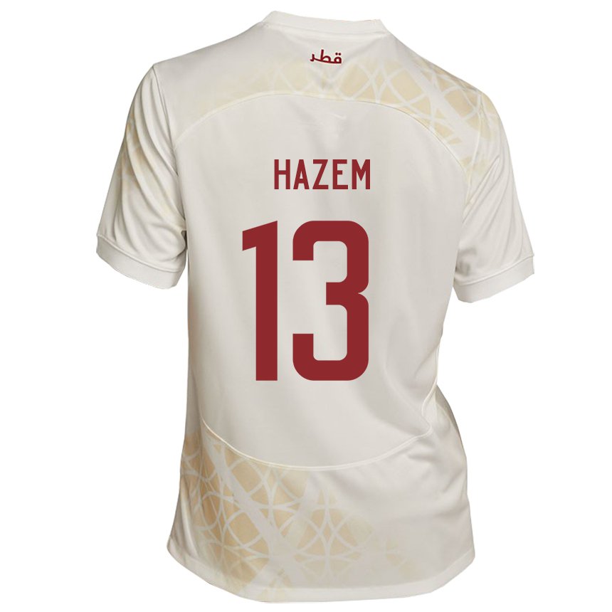 Herren Katarische Hazem Shehata #13 Goldbeige Auswärtstrikot Trikot 22-24 T-shirt Österreich