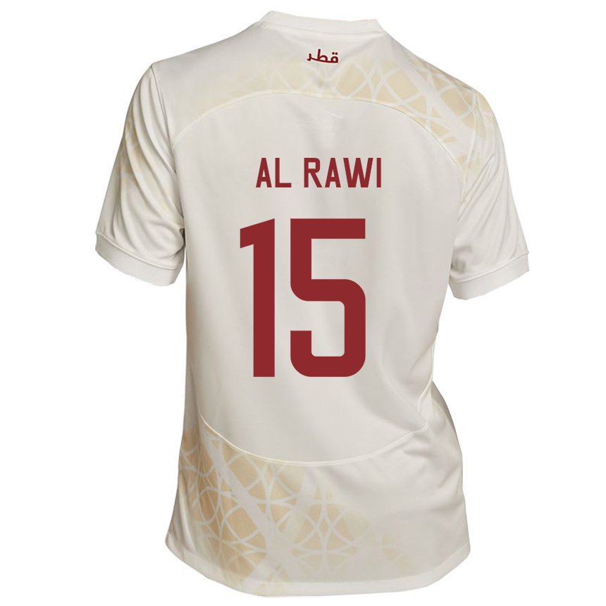 Herren Katarische Bassam Al Rawi #15 Goldbeige Auswärtstrikot Trikot 22-24 T-shirt Österreich