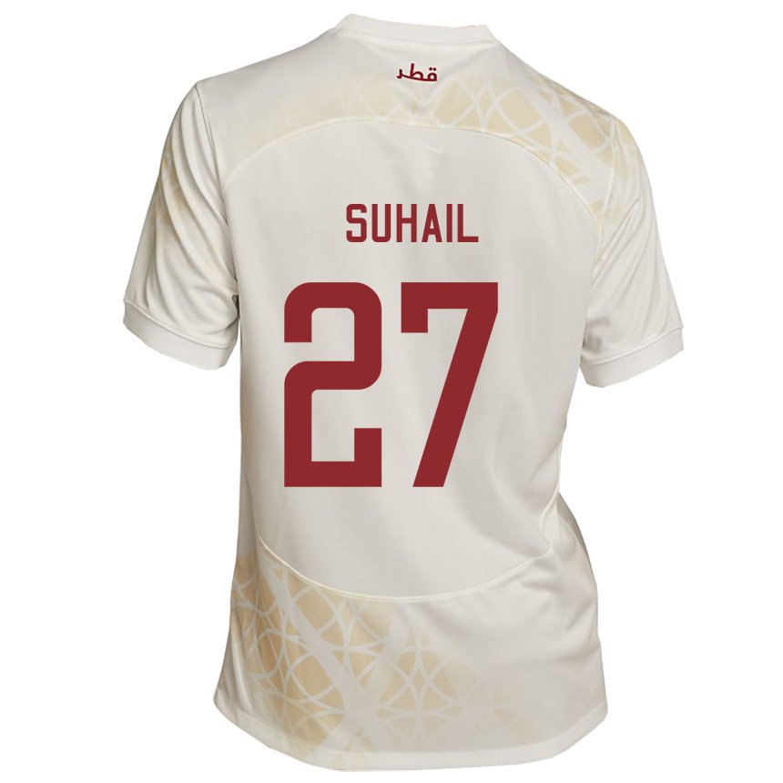 Herren Katarische Ahmed Suhail #27 Goldbeige Auswärtstrikot Trikot 22-24 T-shirt Österreich