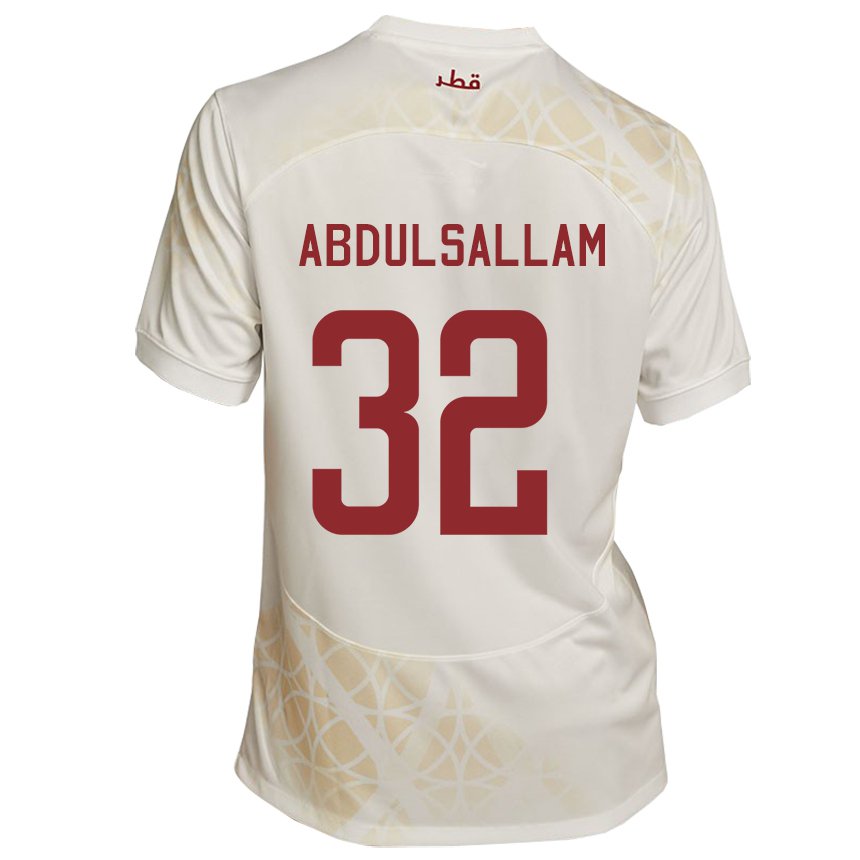 Herren Katarische Jassem Gaber Abdulsallam #32 Goldbeige Auswärtstrikot Trikot 22-24 T-shirt Österreich
