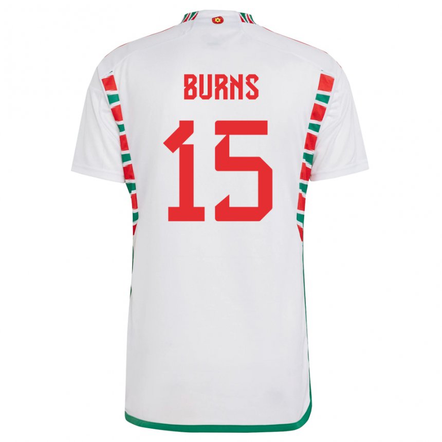 Damen Walisische Wes Burns #15 Weiß Auswärtstrikot Trikot 22-24 T-shirt Österreich