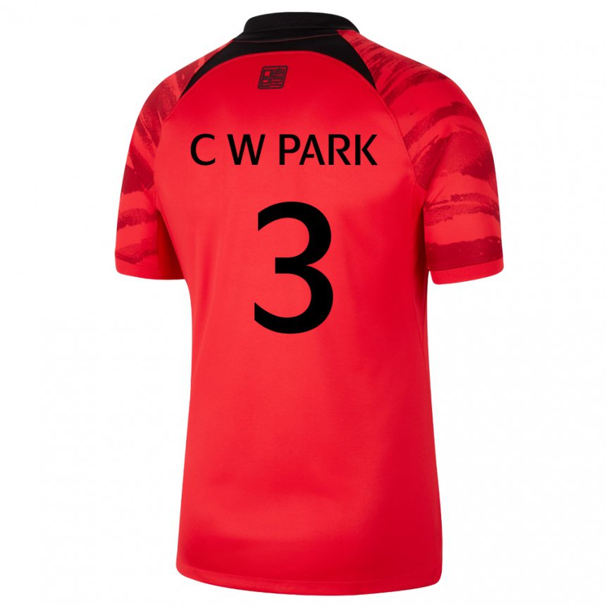 Kinder Südkoreanische Park Chang Woo #3 Rot Schwarz Heimtrikot Trikot 22-24 T-shirt Österreich
