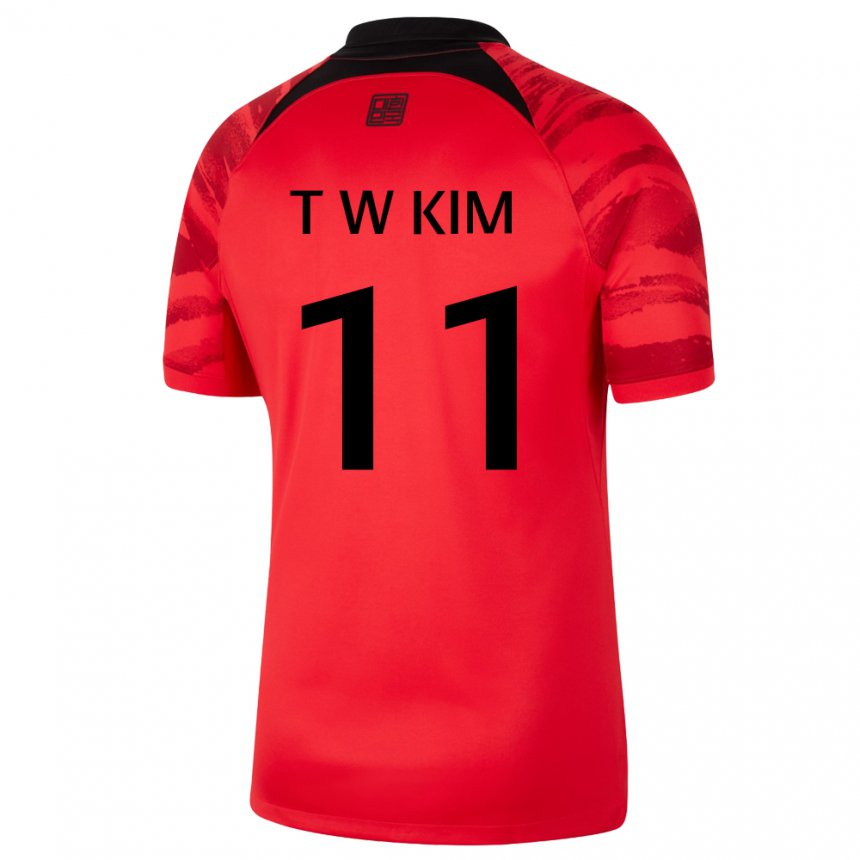 Kinder Südkoreanische Kim Tae Wook #11 Rot Schwarz Heimtrikot Trikot 22-24 T-shirt Österreich