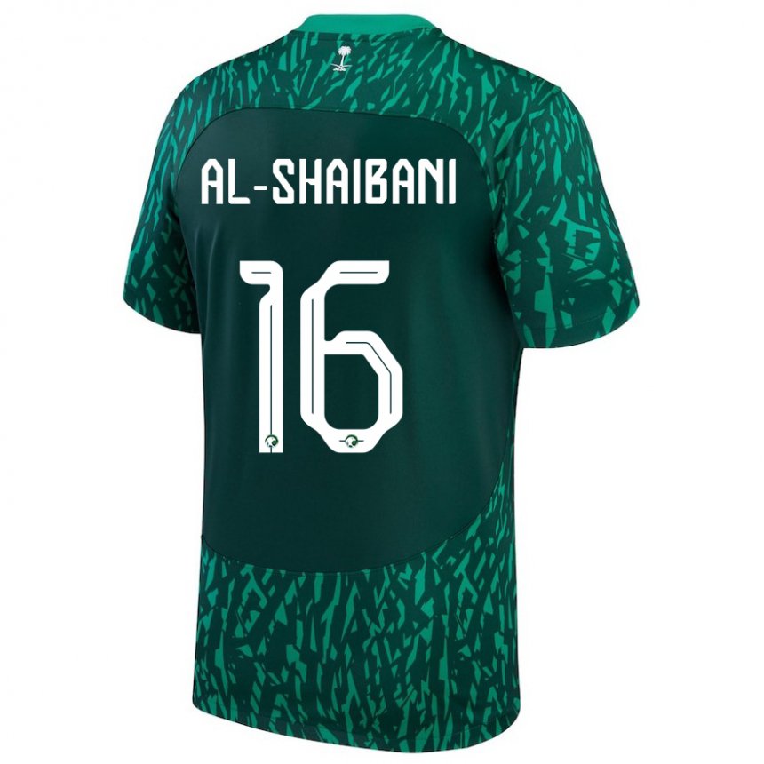 Kinder Saudi-arabische Asrar Al Shaibani #16 Dunkelgrün Auswärtstrikot Trikot 22-24 T-shirt Österreich