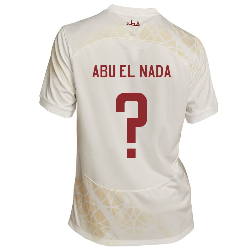 Kinder Katarische Mahmoud Abu El Nada #0 Goldbeige Auswärtstrikot Trikot 22-24 T-shirt Österreich