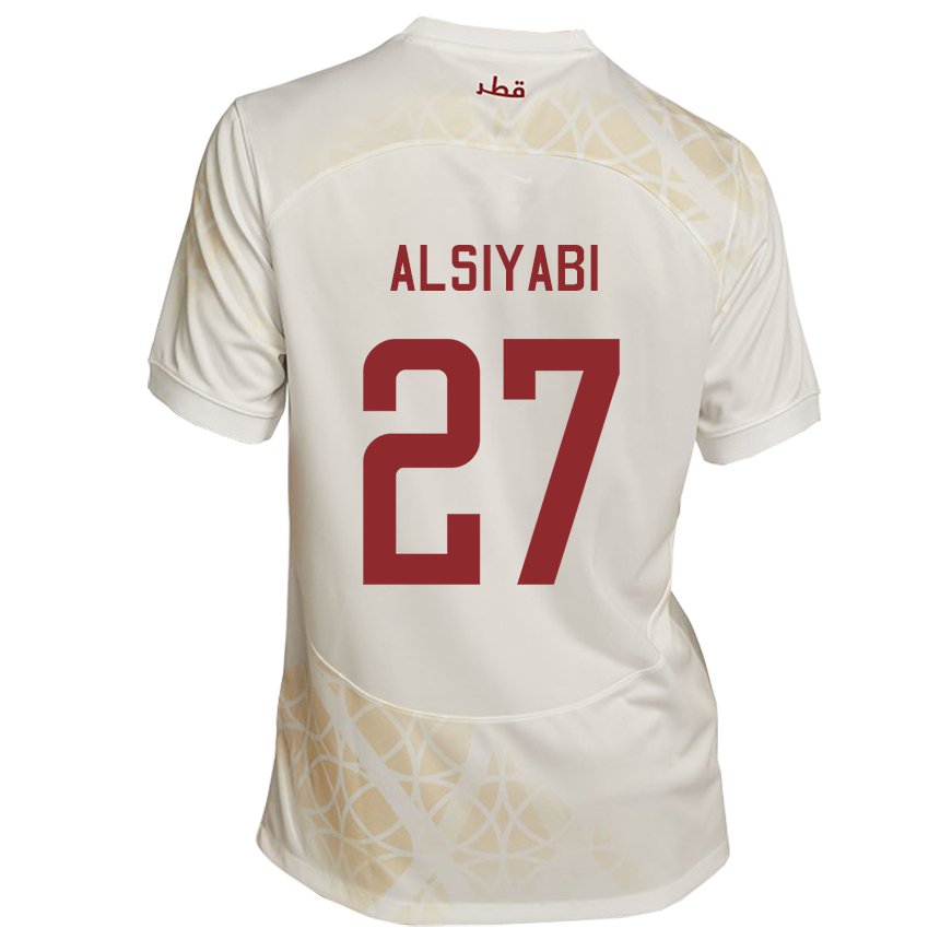 Kinder Katarische Nasra Alsiyabi #27 Goldbeige Auswärtstrikot Trikot 22-24 T-shirt Österreich