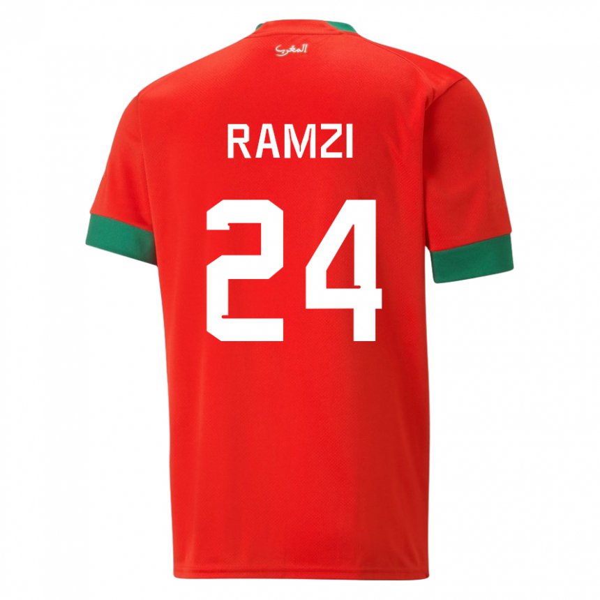 Herren Marokkanische Achraf Ramzi #24 Rot Heimtrikot Trikot 22-24 T-shirt Österreich