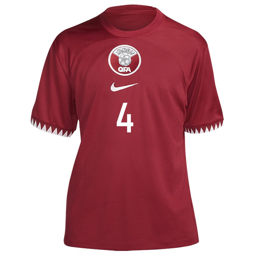 Herren Katarische Hagar Saleh #4 Kastanienbraun Heimtrikot Trikot 22-24 T-shirt Österreich