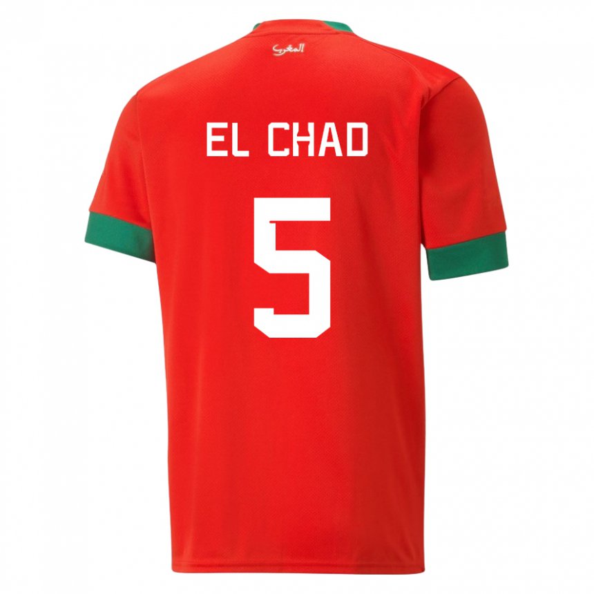 Herren Marokkanische Nesryne El Chad #5 Rot Heimtrikot Trikot 22-24 T-shirt Österreich