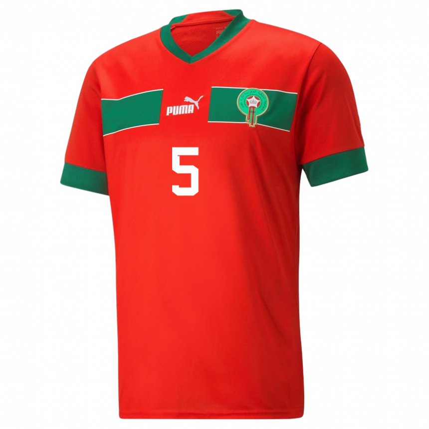 Herren Marokkanische Nesryne El Chad #5 Rot Heimtrikot Trikot 22-24 T-shirt Österreich