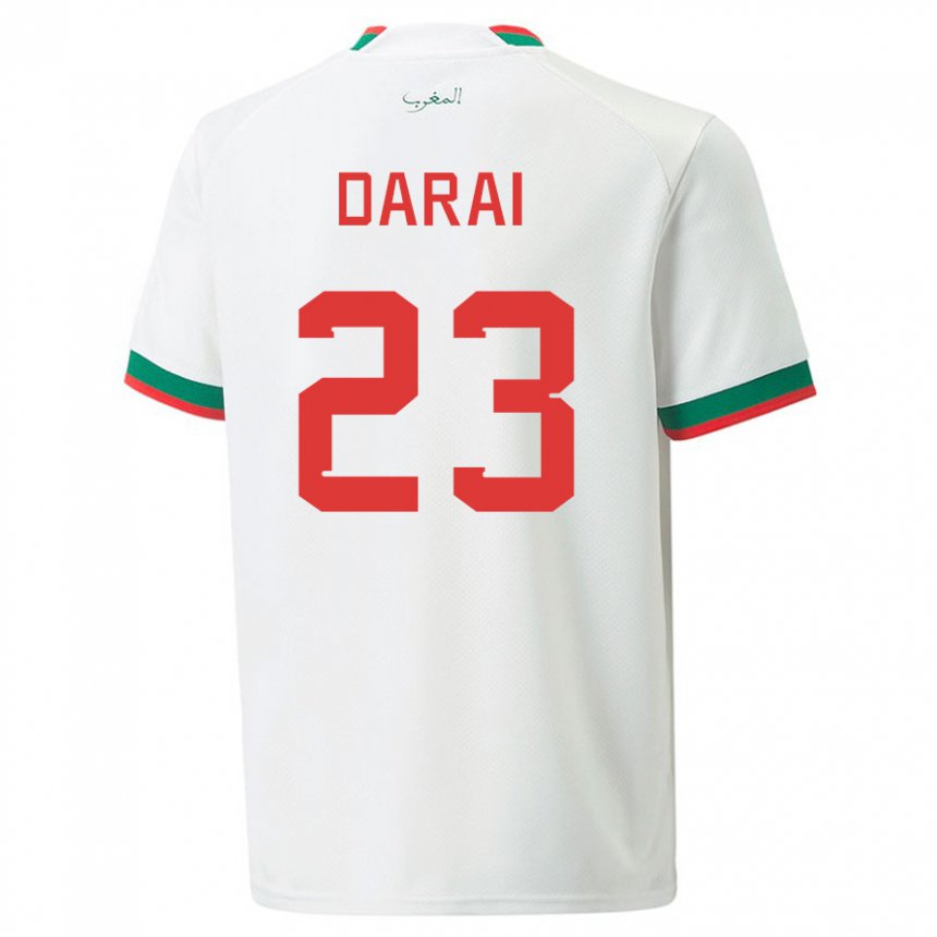 Herren Marokkanische Hamza Darai #23 Weiß Auswärtstrikot Trikot 22-24 T-shirt Österreich