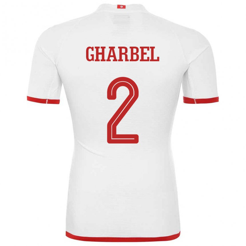 Herren Tunesische Mahmoud Gharbel #2 Weiß Auswärtstrikot Trikot 22-24 T-shirt Österreich