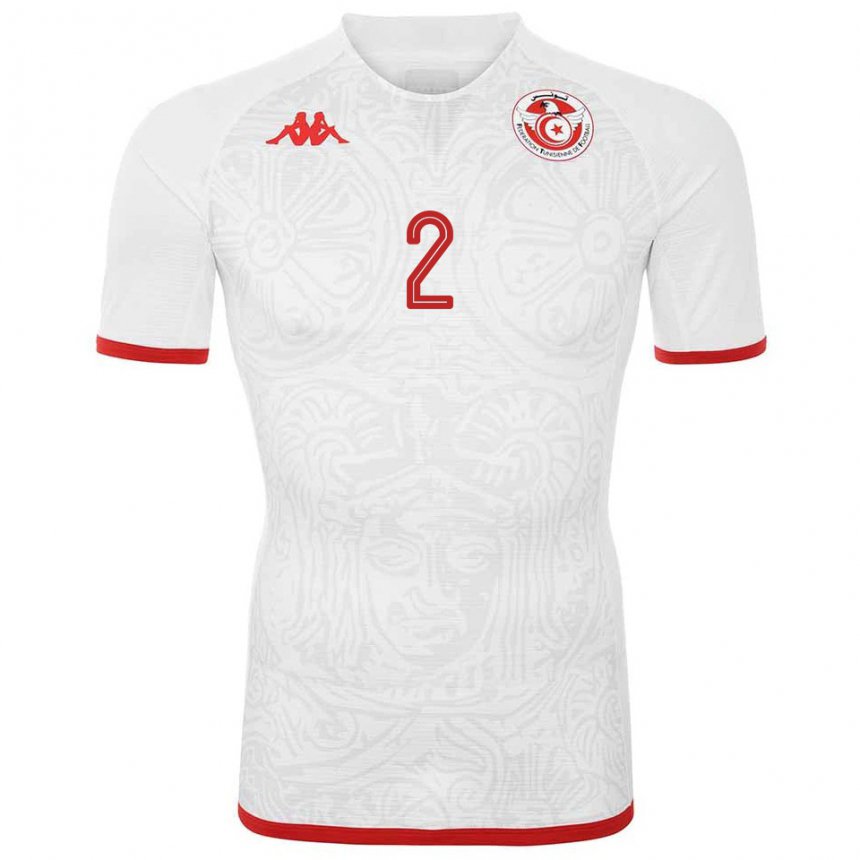 Herren Tunesische Mahmoud Gharbel #2 Weiß Auswärtstrikot Trikot 22-24 T-shirt Österreich
