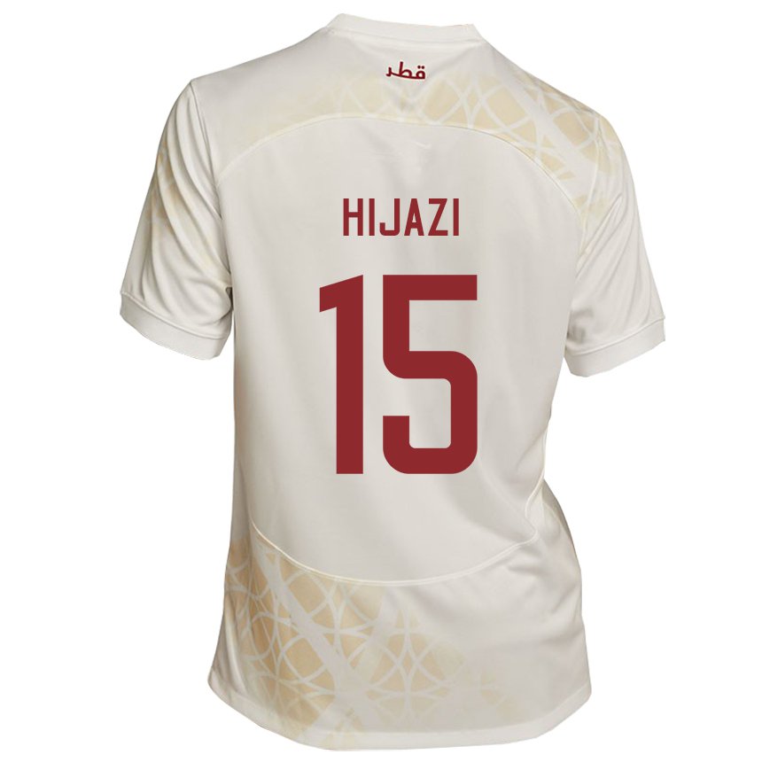 Herren Katarische Asalet Hijazi #15 Goldbeige Auswärtstrikot Trikot 22-24 T-shirt Österreich