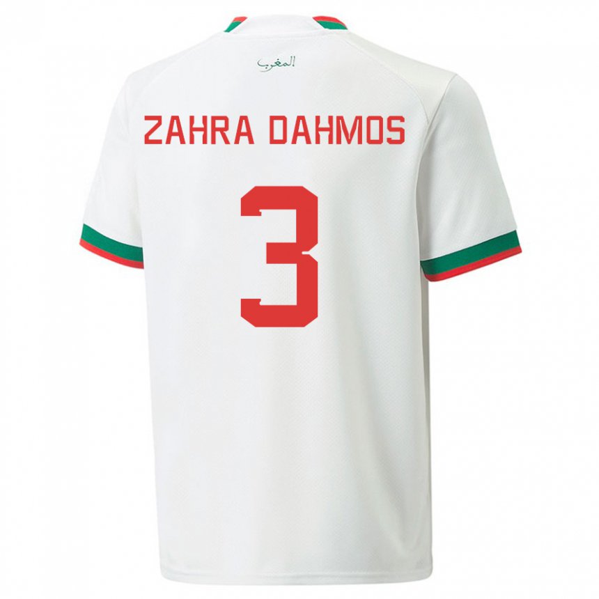 Herren Marokkanische Fatima Zahra Dahmos #3 Weiß Auswärtstrikot Trikot 22-24 T-shirt Österreich