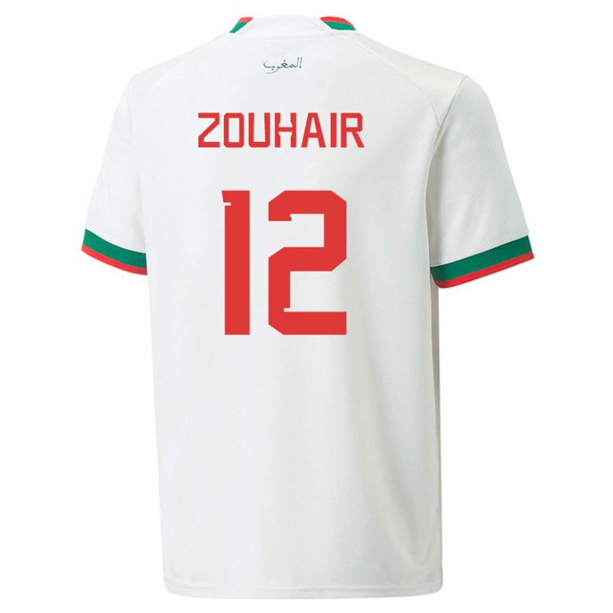 Herren Marokkanische Assia Zouhair #12 Weiß Auswärtstrikot Trikot 22-24 T-shirt Österreich