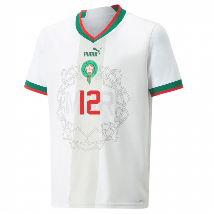 Herren Marokkanische Assia Zouhair #12 Weiß Auswärtstrikot Trikot 22-24 T-shirt Österreich