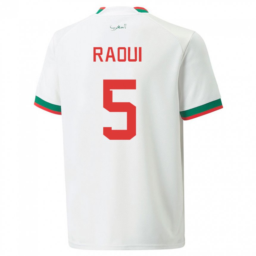 Herren Marokkanische Oussama Raoui #5 Weiß Auswärtstrikot Trikot 22-24 T-shirt Österreich