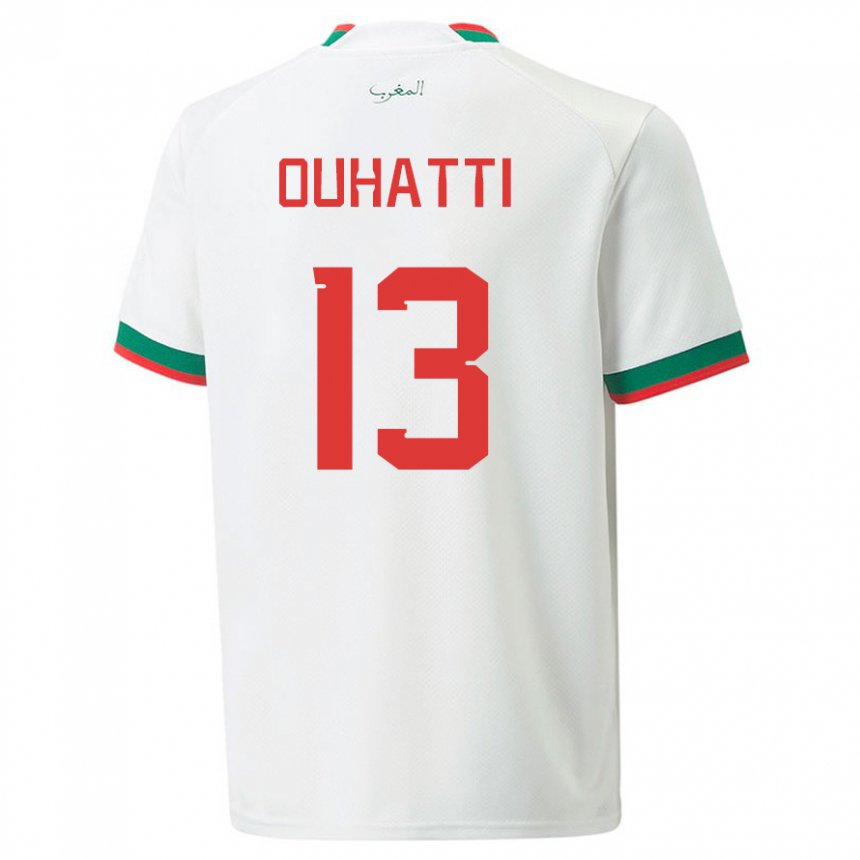 Herren Marokkanische Aymane Ouhatti #13 Weiß Auswärtstrikot Trikot 22-24 T-shirt Österreich