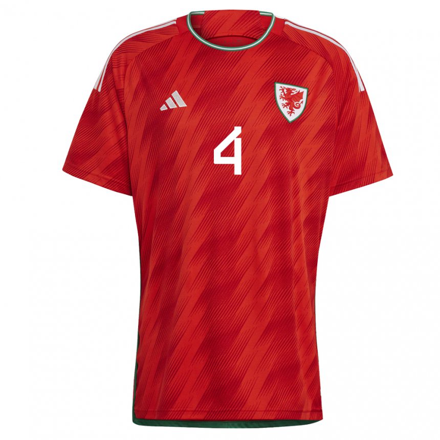 Damen Walisische Shaunna Jenkins #4 Rot Heimtrikot Trikot 22-24 T-shirt Österreich