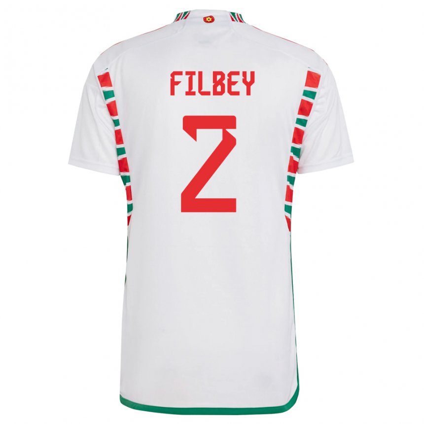 Damen Walisische Anna Filbey #2 Weiß Auswärtstrikot Trikot 22-24 T-shirt Österreich