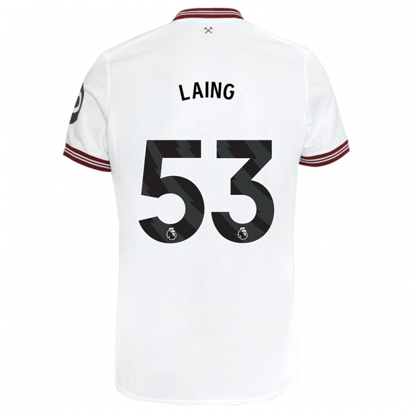 Kinder Levi Laing #53 Weiß Auswärtstrikot Trikot 2023/24 T-Shirt Österreich