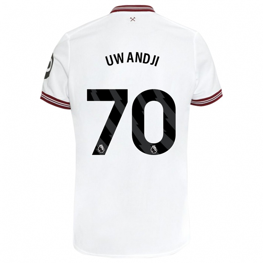 Kinder Blaise Uwandji #70 Weiß Auswärtstrikot Trikot 2023/24 T-Shirt Österreich