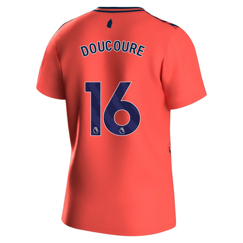 Damen Abdoulaye Doucoure #16 Koralle Auswärtstrikot Trikot 2023/24 T-Shirt Österreich