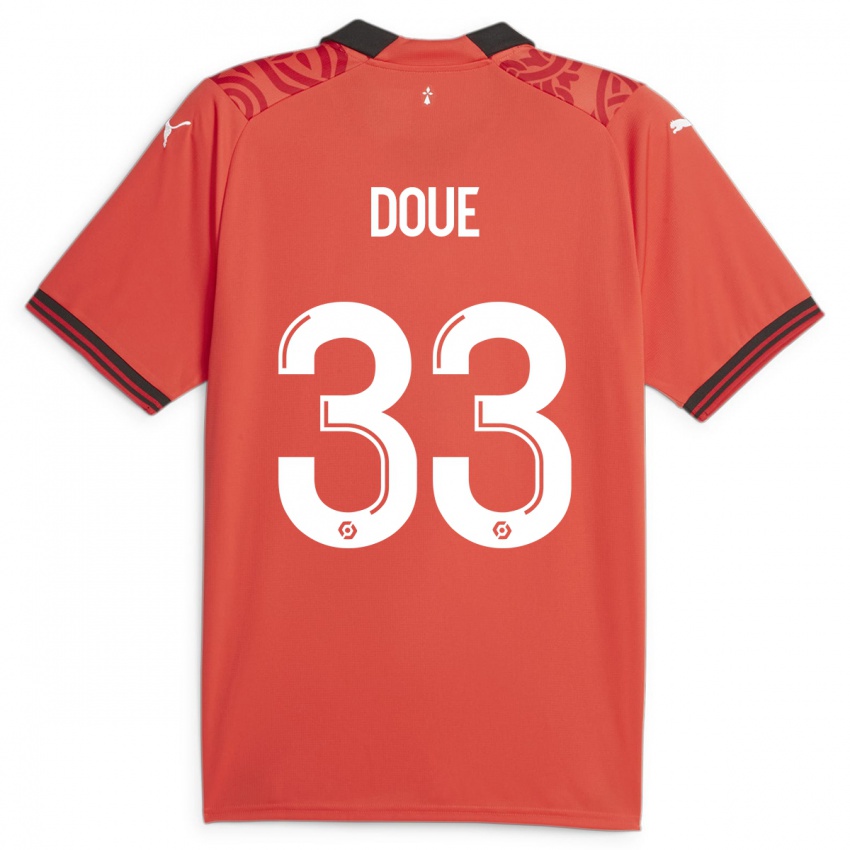 Kinder Désiré Doué #33 Rot Heimtrikot Trikot 2023/24 T-Shirt Österreich