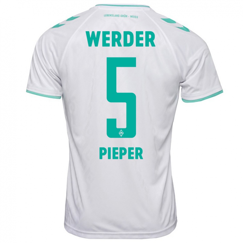 Kinder Amos Pieper #5 Weiß Auswärtstrikot Trikot 2023/24 T-Shirt Österreich