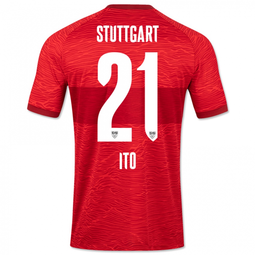 Kinder Hiroki Ito #21 Rot Auswärtstrikot Trikot 2023/24 T-Shirt Österreich