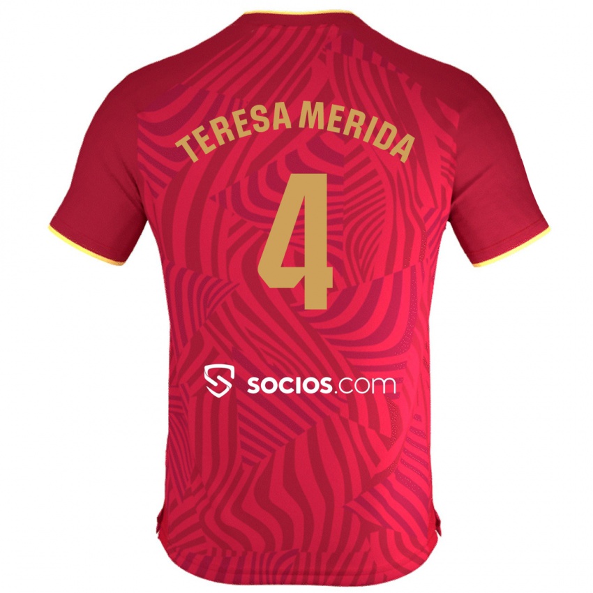 Kinder Teresa Merida #4 Rot Auswärtstrikot Trikot 2023/24 T-Shirt Österreich