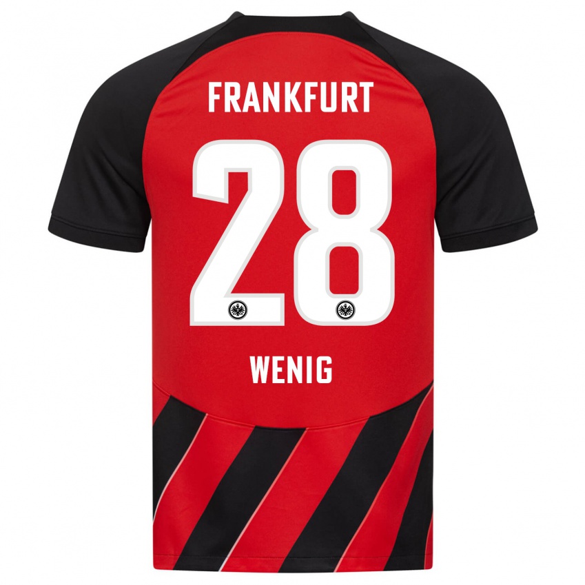 Herren Marcel Wenig #28 Rot Schwarz Heimtrikot Trikot 2023/24 T-Shirt Österreich