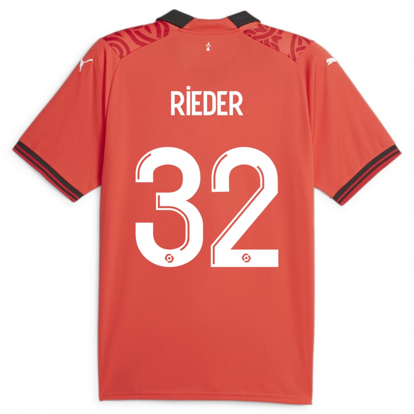 Herren Fabian Rieder #32 Rot Heimtrikot Trikot 2023/24 T-Shirt Österreich