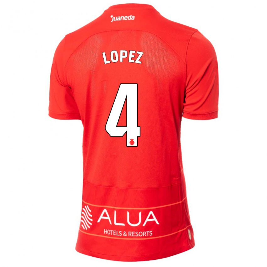 Herren David López #4 Rot Heimtrikot Trikot 2023/24 T-Shirt Österreich