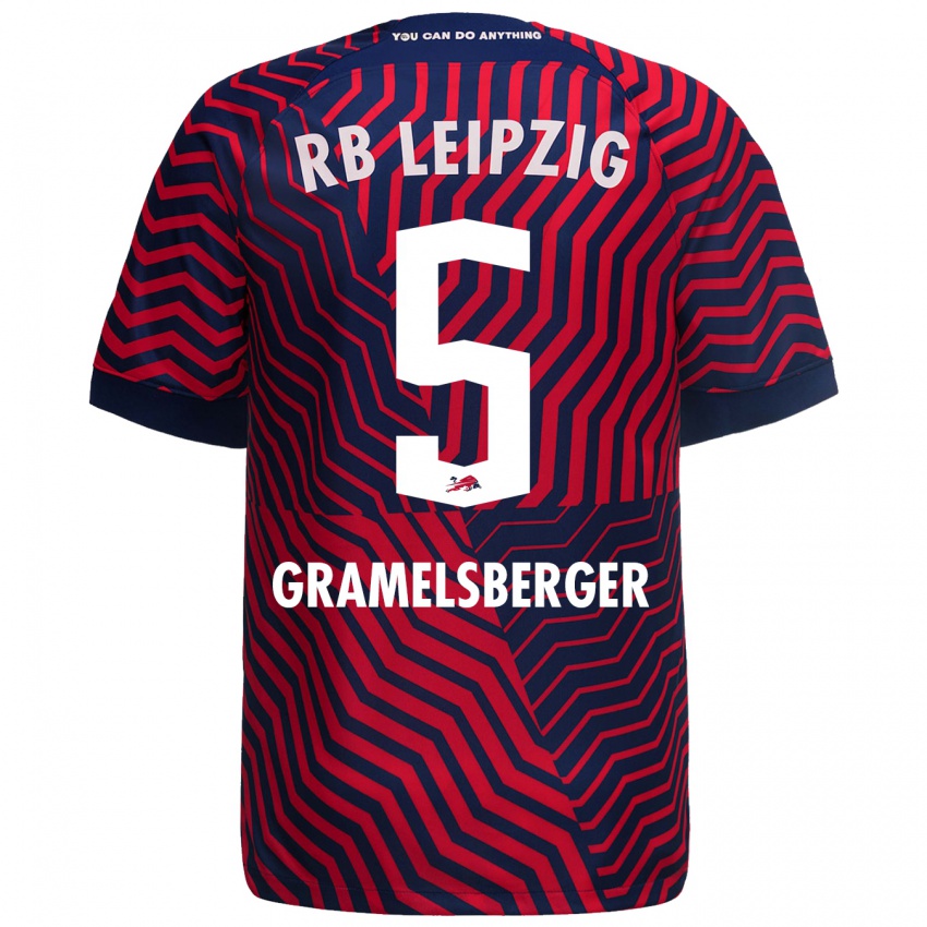Herren Lennert Gramelsberger #5 Blau Rot Auswärtstrikot Trikot 2023/24 T-Shirt Österreich