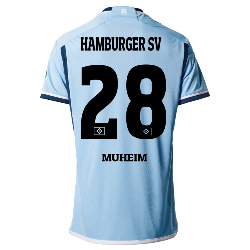 Herren Miro Muheim #28 Blau Auswärtstrikot Trikot 2023/24 T-Shirt Österreich