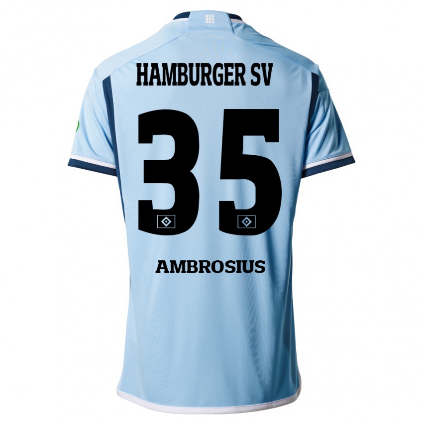 Herren Stephan Ambrosius #35 Blau Auswärtstrikot Trikot 2023/24 T-Shirt Österreich
